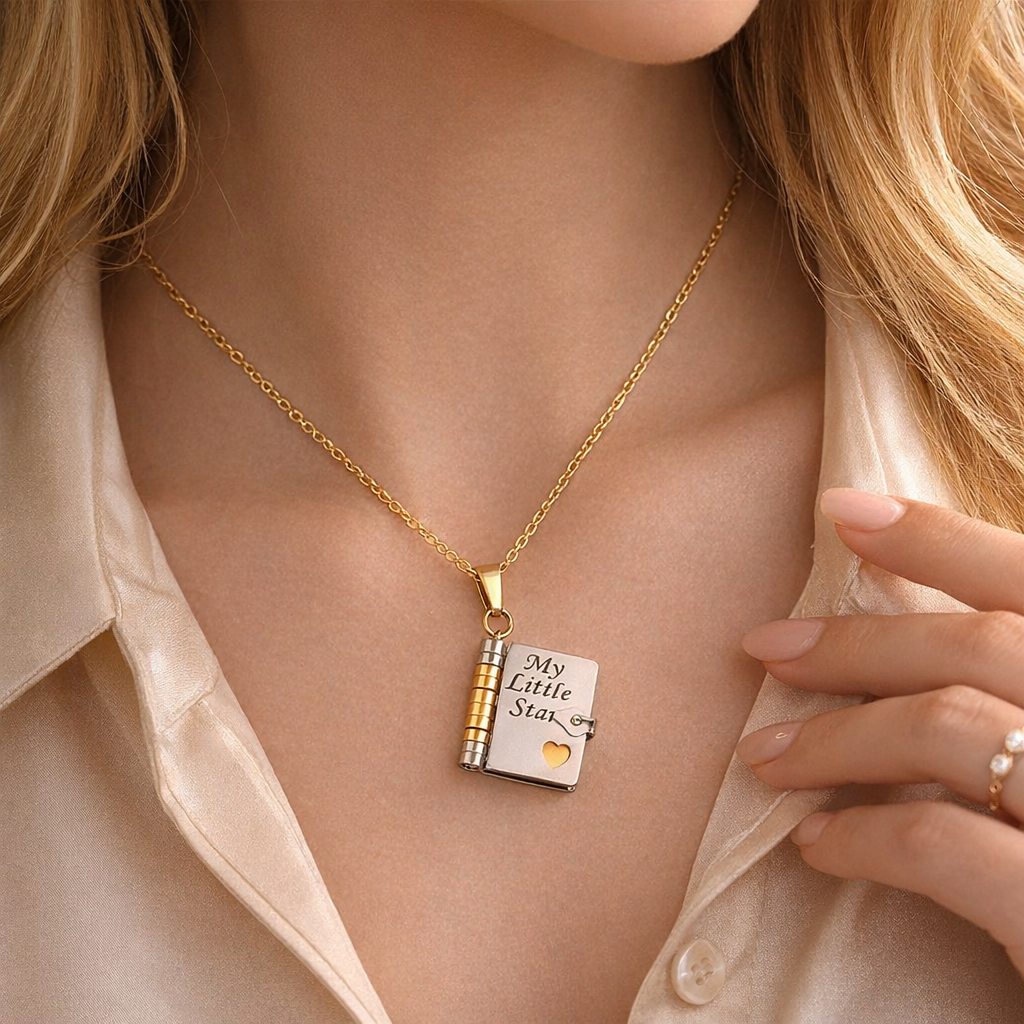 My Little Star: Openable Book Pendant Necklace for Daughter