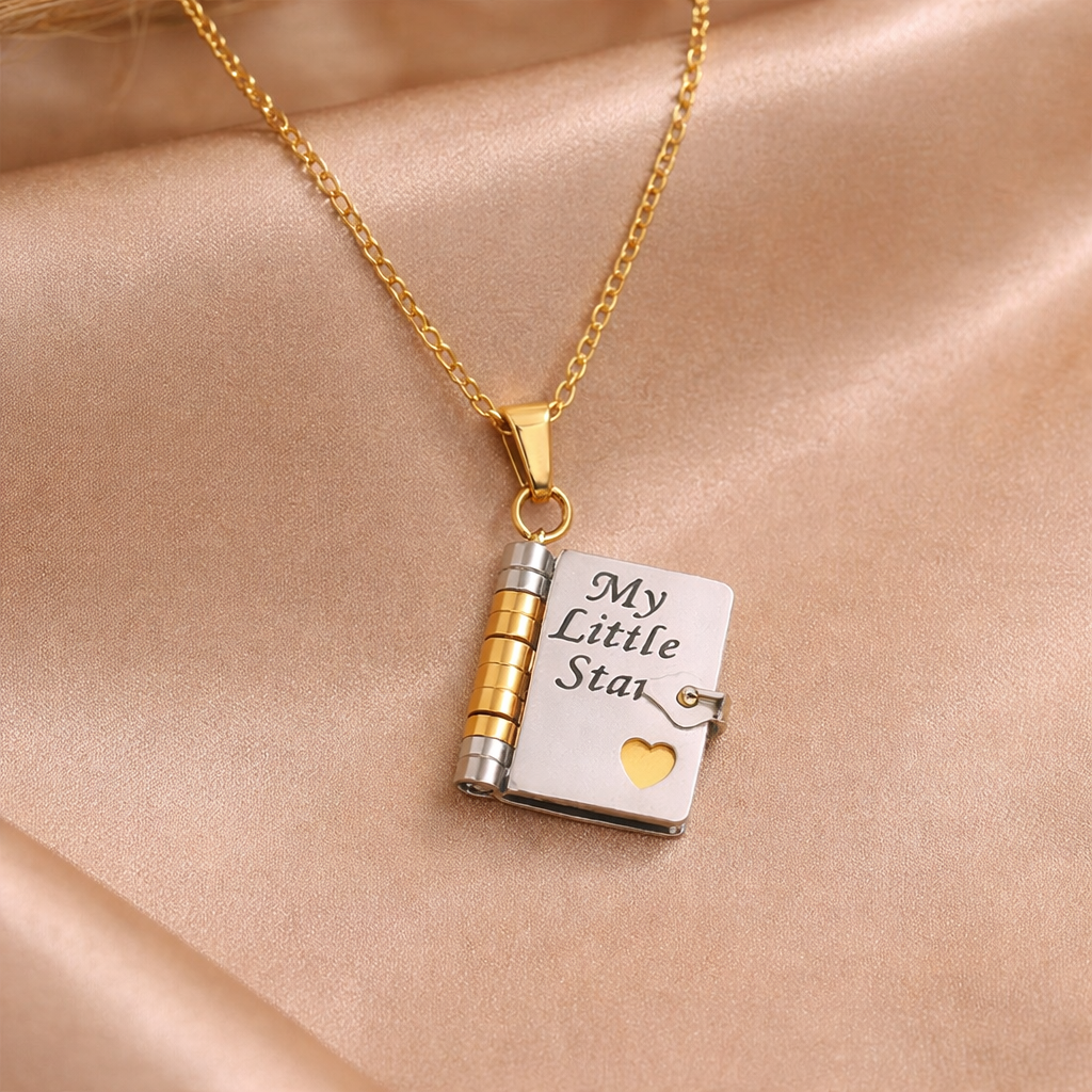 My Little Star: Openable Book Pendant Necklace for Daughter