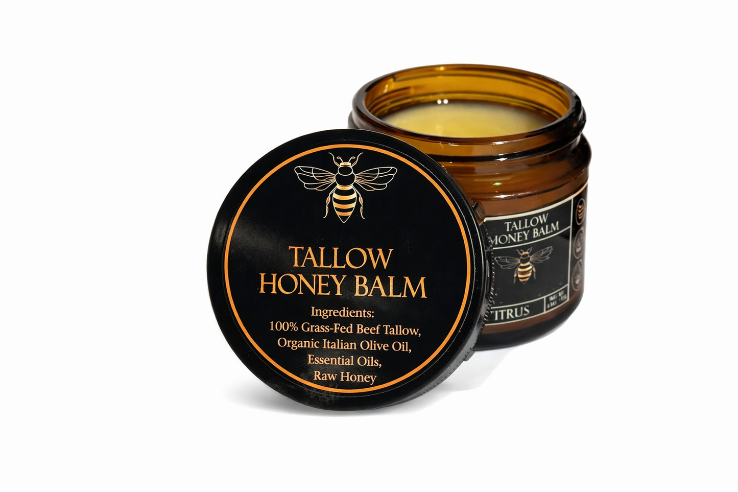 Organic Grass-Fed Beef Tallow Balm with Raw Honey | All-Natural Moisturizing Cream