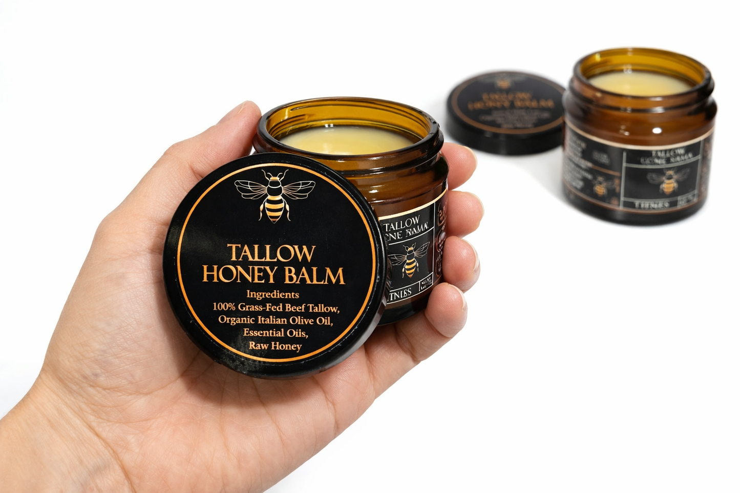 Organic Grass-Fed Beef Tallow Balm with Raw Honey | All-Natural Moisturizing Cream