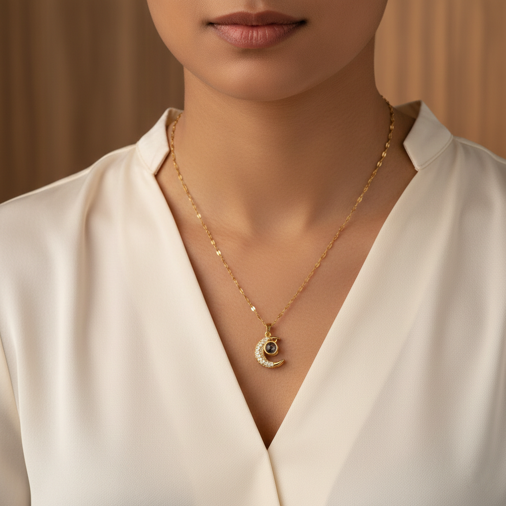 100 Languages "I Love You" Moon Pendant Necklace