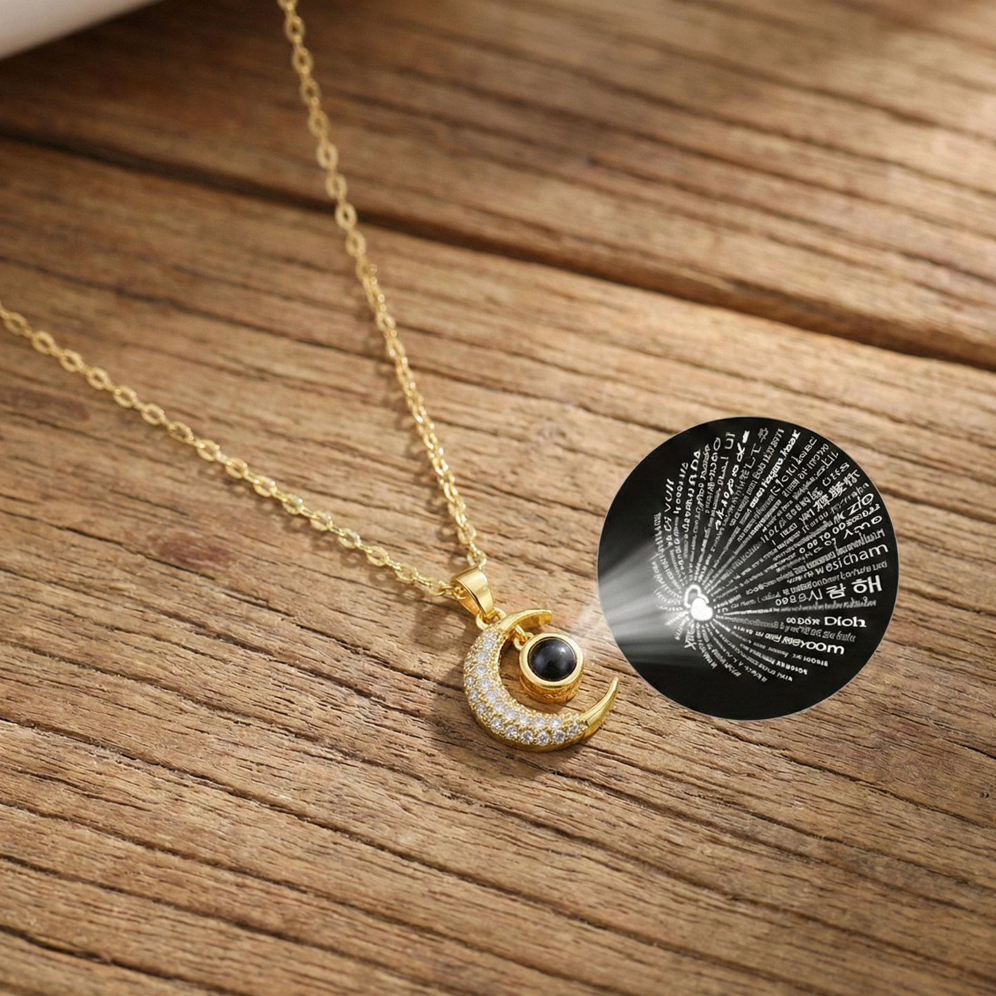 100 Languages "I Love You" Moon Pendant Necklace