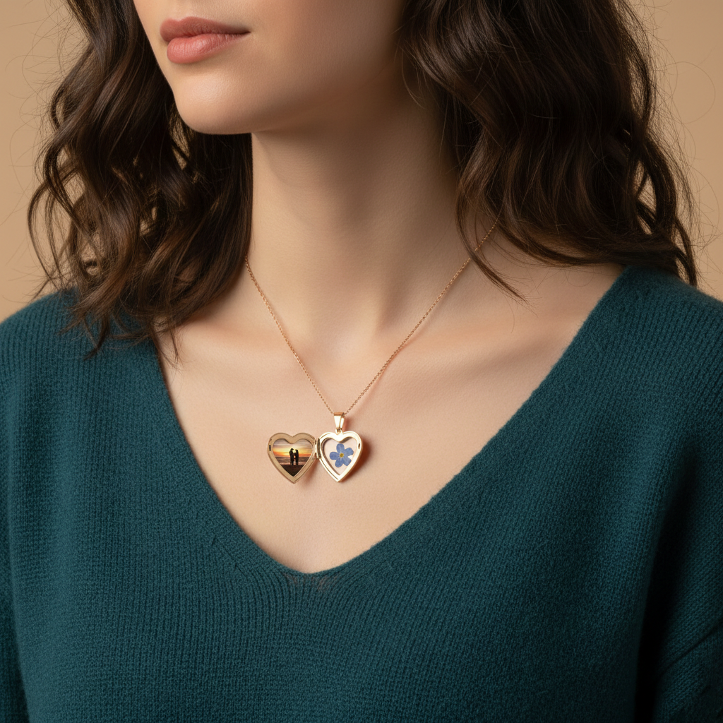 LoveLock Heart Locket – Custom Photo Pendant Necklace