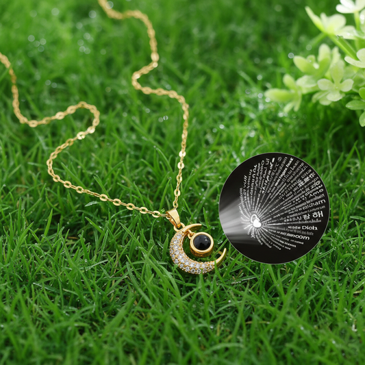 100 Languages "I Love You" Moon Pendant Necklace
