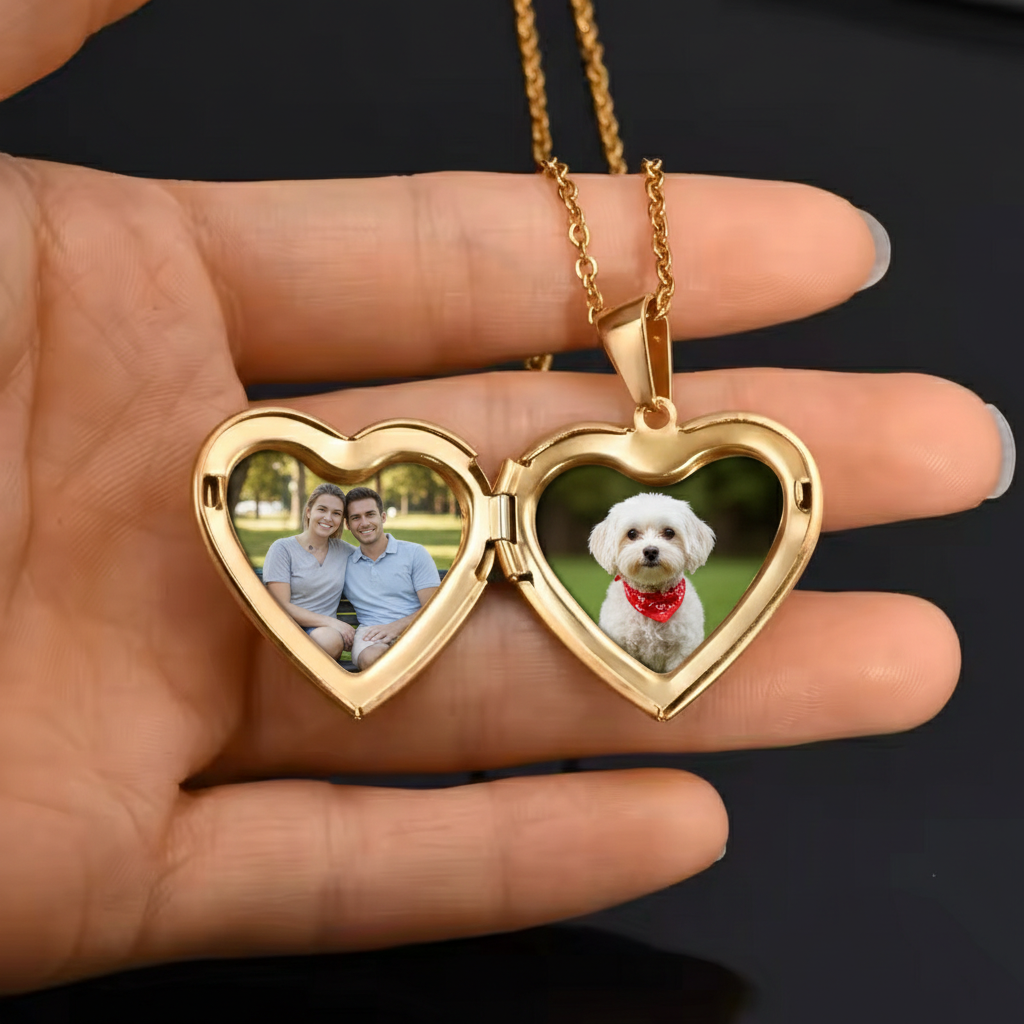 LoveLock Heart Locket – Custom Photo Pendant Necklace
