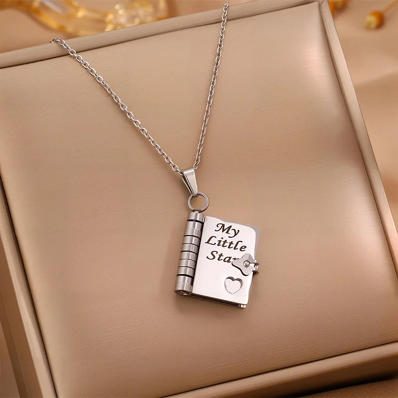 My Little Star: Openable Book Pendant Necklace for Daughter