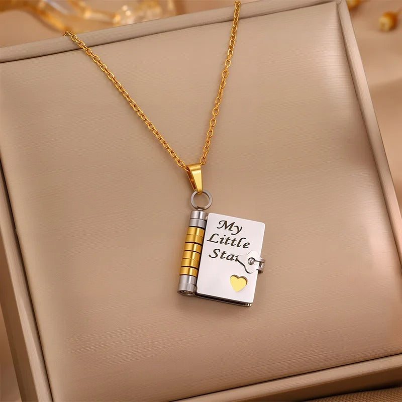 My Little Star: Openable Book Pendant Necklace for Daughter