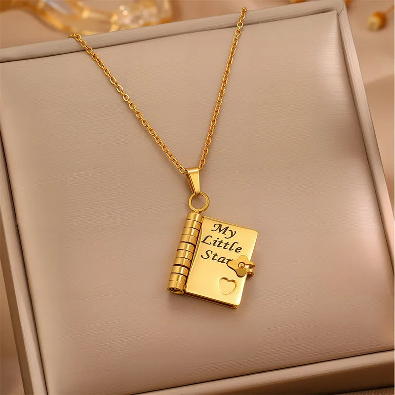 My Little Star: Openable Book Pendant Necklace for Daughter